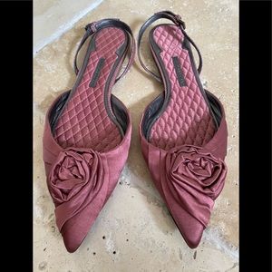 Designer Giorgio Armani pink silk flats